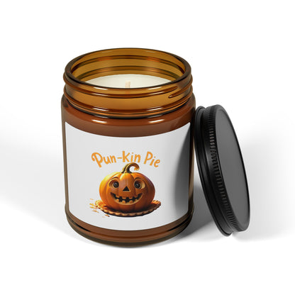 Pun-Kin Pie Design Scented Soy Candle (Multi-Size, Amber Jar)