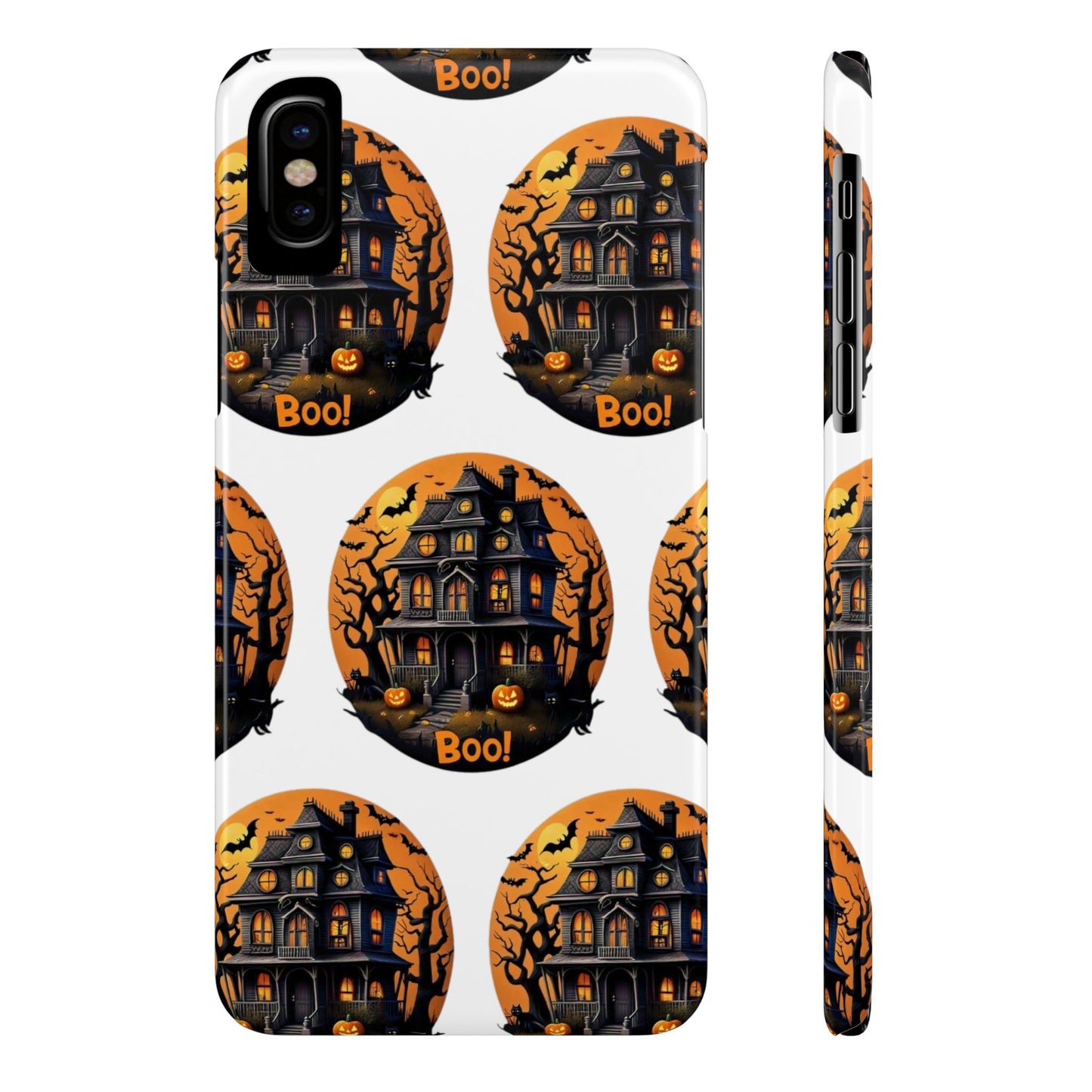 Haunted Halloween House Pattern Slim Phone Cases