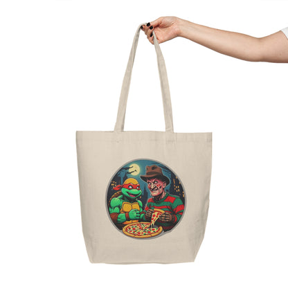 A Pizza Party on Elm Street (Design 2) Canvas Shopping Tote