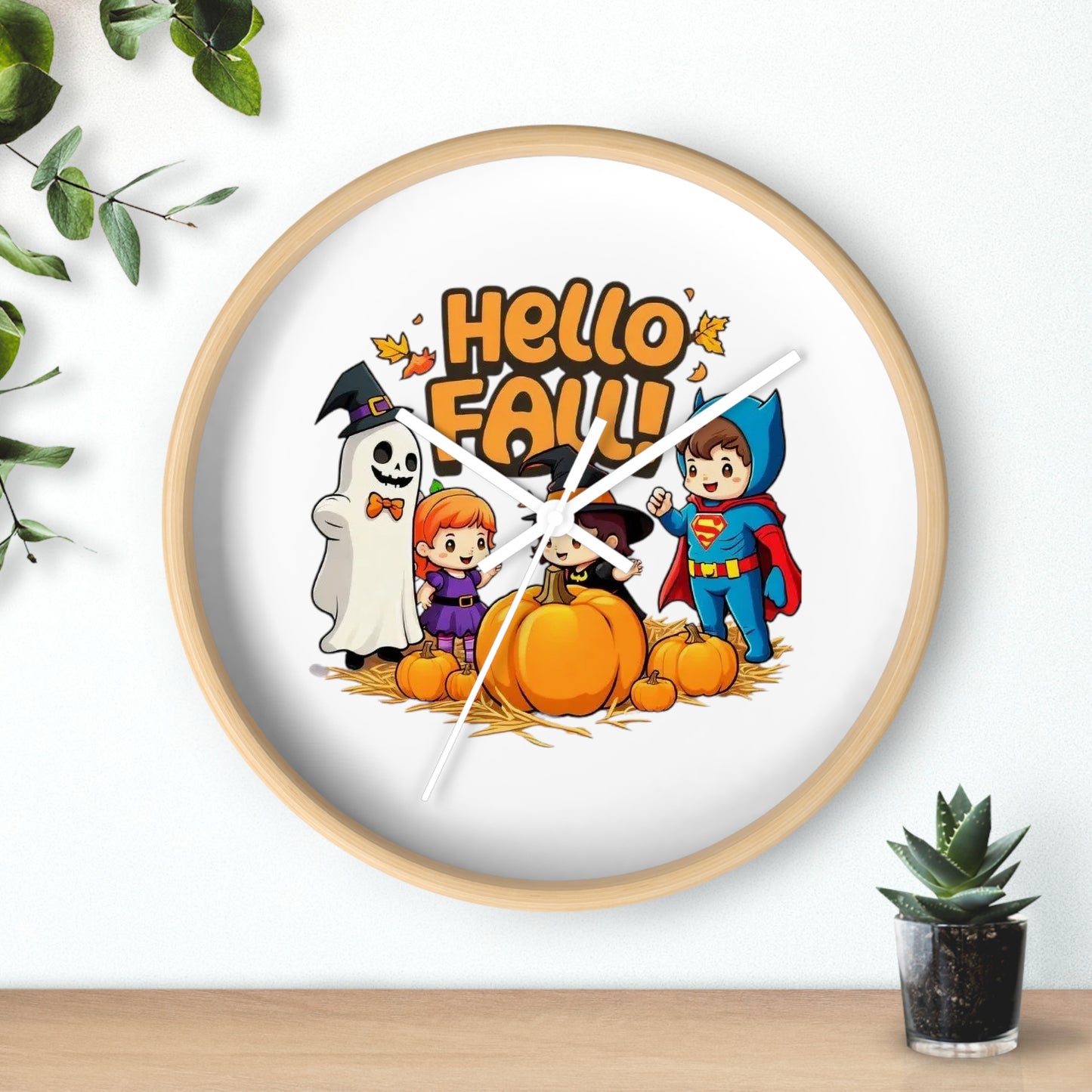 Hello Fall Design Wall Clock