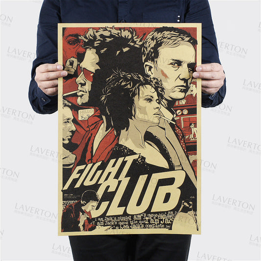 Póster de película clásica retro vintage de El Club de la Lucha en papel Kraft de 51 x 35,5 cm