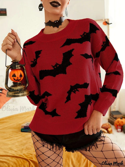 Suéter de punto de jacquard de Halloween de manga larga para mujer Ropa de mujer