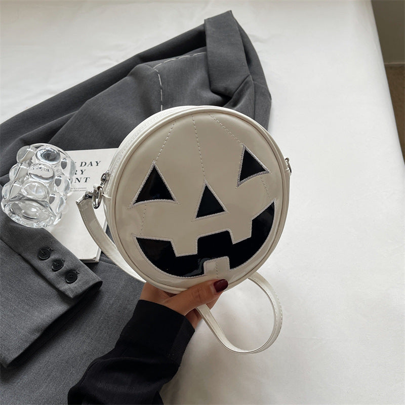 Halloween Pumpkin Small Round Bag Girls Funny Cute Shoulder Bag Personality Creative Messenger Crossbody Bags For Women