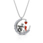 Halloween Moon-shaped Skull Necklace With Rhinestones Couple Love Clavicle Necklace Men And Women Jewelry Accessories