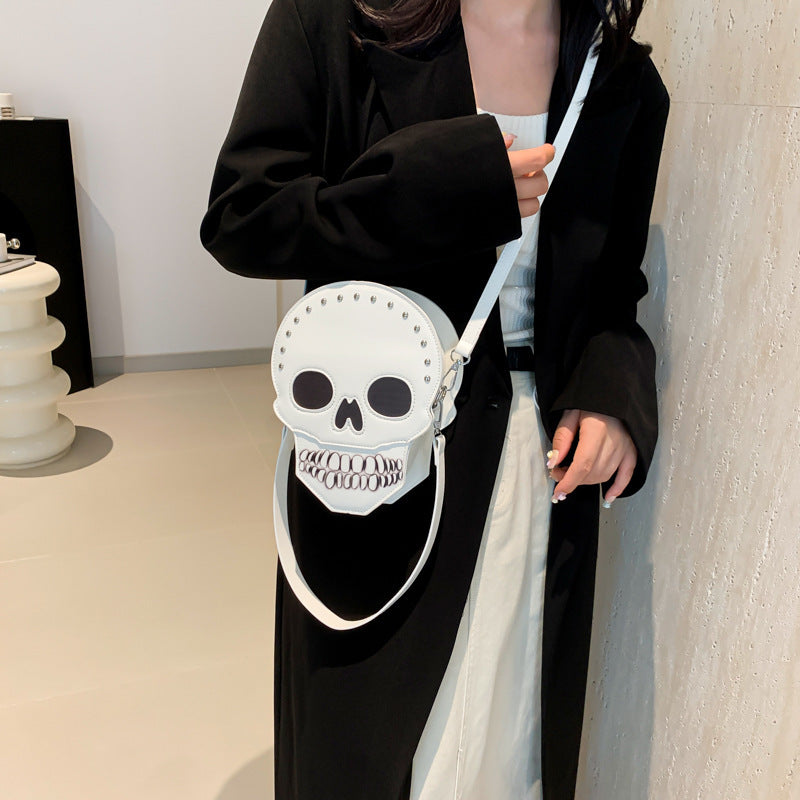 Bolso de hombro con diseño de calavera de Halloween para niñas, divertido y lindo bolso de mensajero con personalidad, bolsos cruzados creativos para mujeres