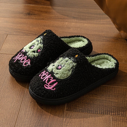 Halloween Green Skull Interior Home Slippers