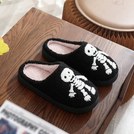 Pantuflas de algodón con bordado de calaveras para Halloween