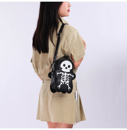 Bolso de hombro con diseño de calavera de Halloween para niñas, divertido y lindo bolso bandolera tipo mensajero para mujer, bolso pequeño para teléfono