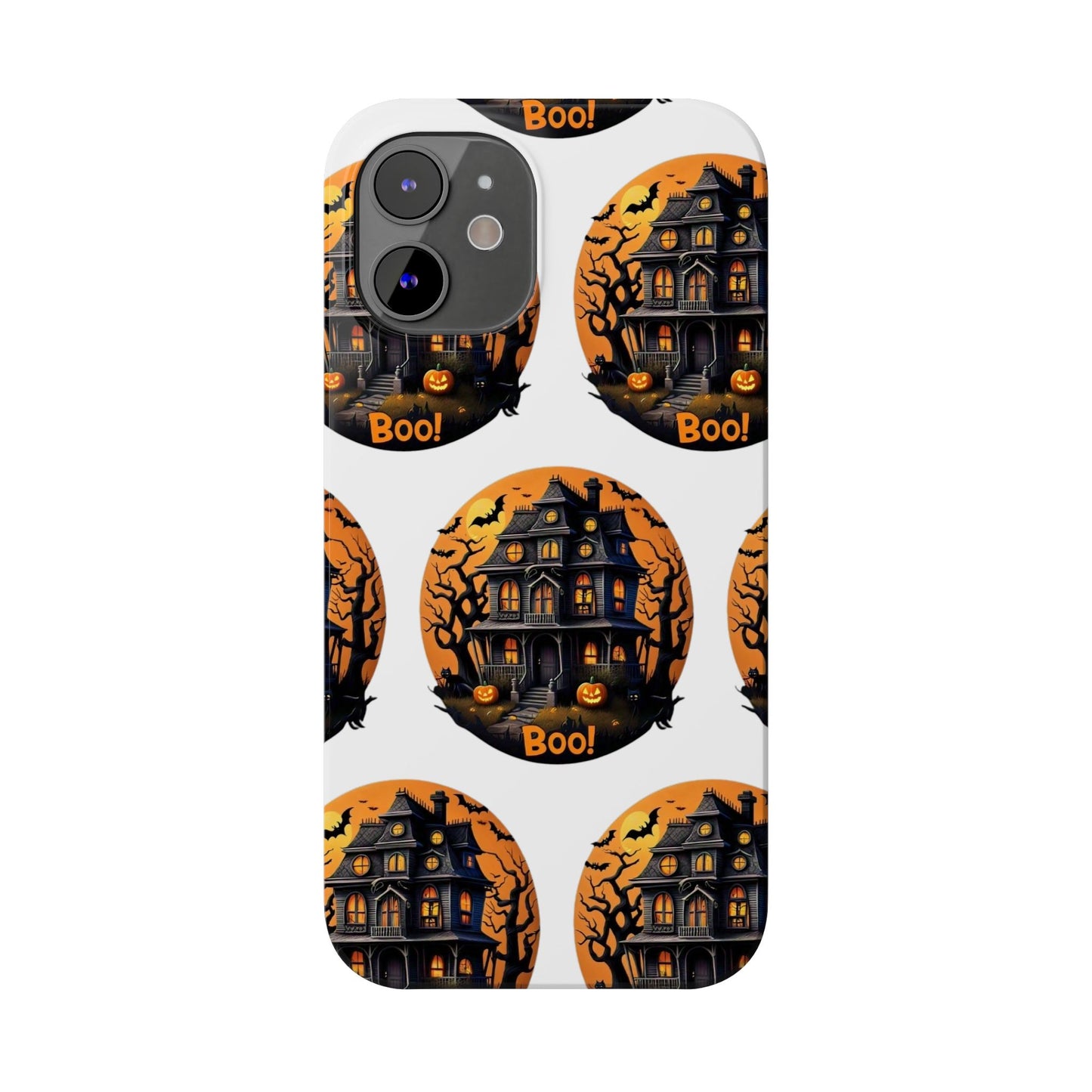 Haunted Halloween House Pattern Slim Phone Cases