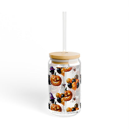 Halloween Pumpkin & Black Cat Sipper Glass - Sip in Style this Spooky Season