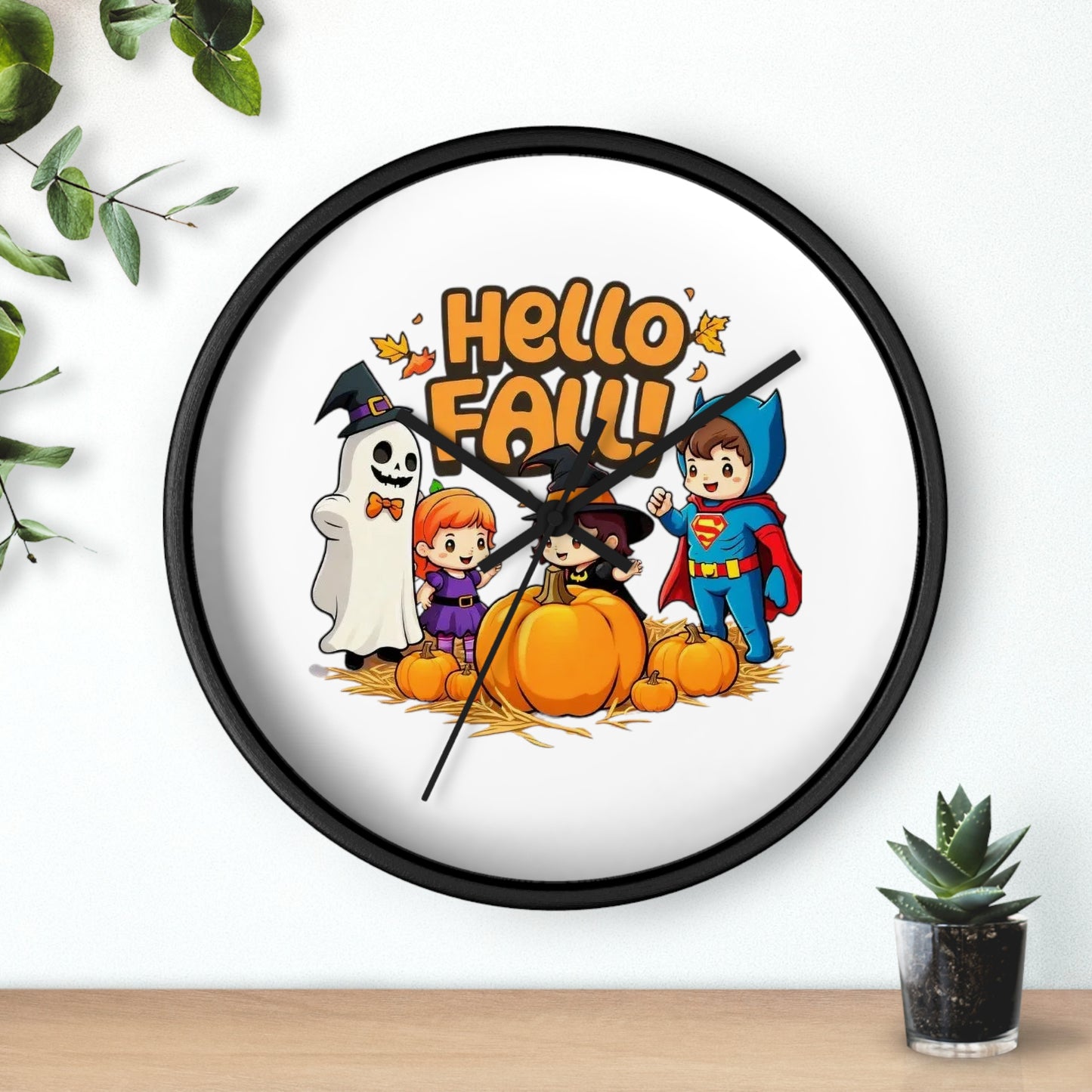 Hello Fall Design Wall Clock