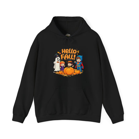 Sudadera unisex con capucha y diseño de Hello Fall de Heavy Blend™