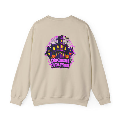 Sudadera unisex de cuello redondo Heavy Blend™ con logotipo de DDP! en la parte delantera y trasera