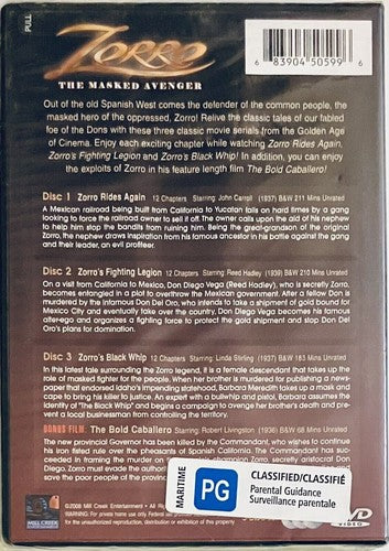 Zorro The Masked Avenger DVD, 2008) 3-Disc Set Mill Creek Brand NEW *GR1 image 1