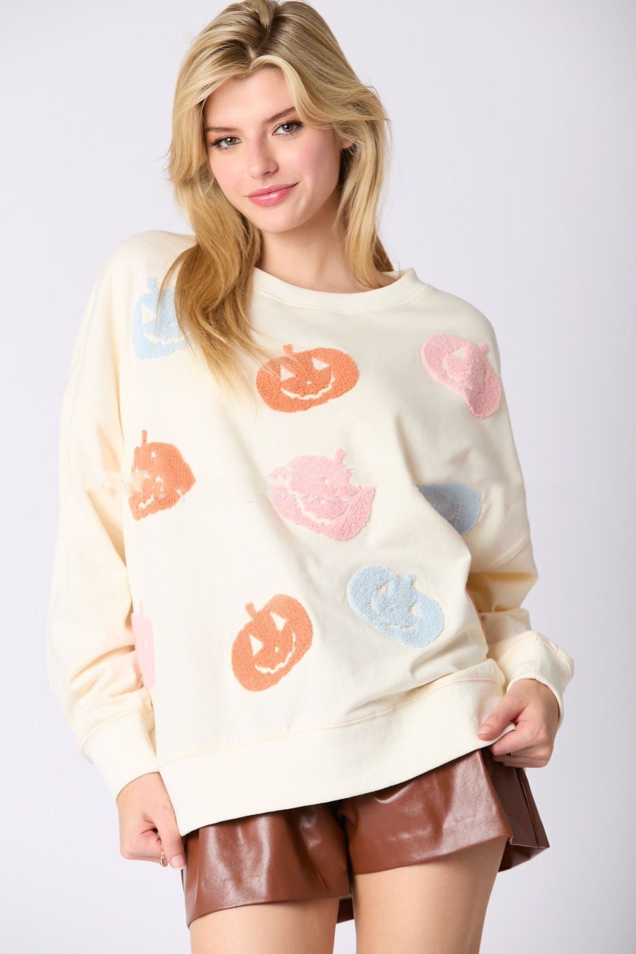 Women's Halloween Pumpkin Embroidered Sweater Loose Casual Top