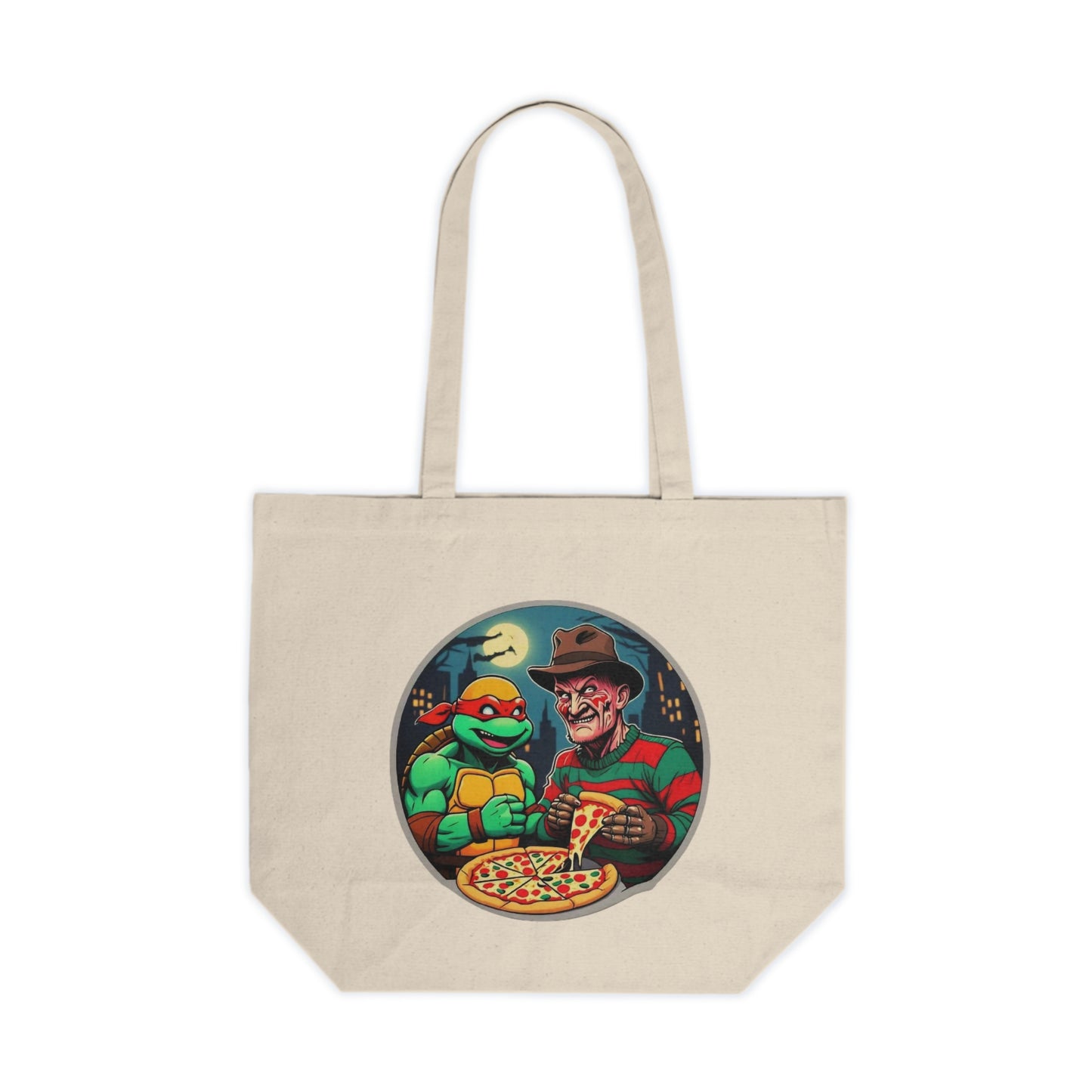 A Pizza Party on Elm Street (Design 2) Canvas Shopping Tote