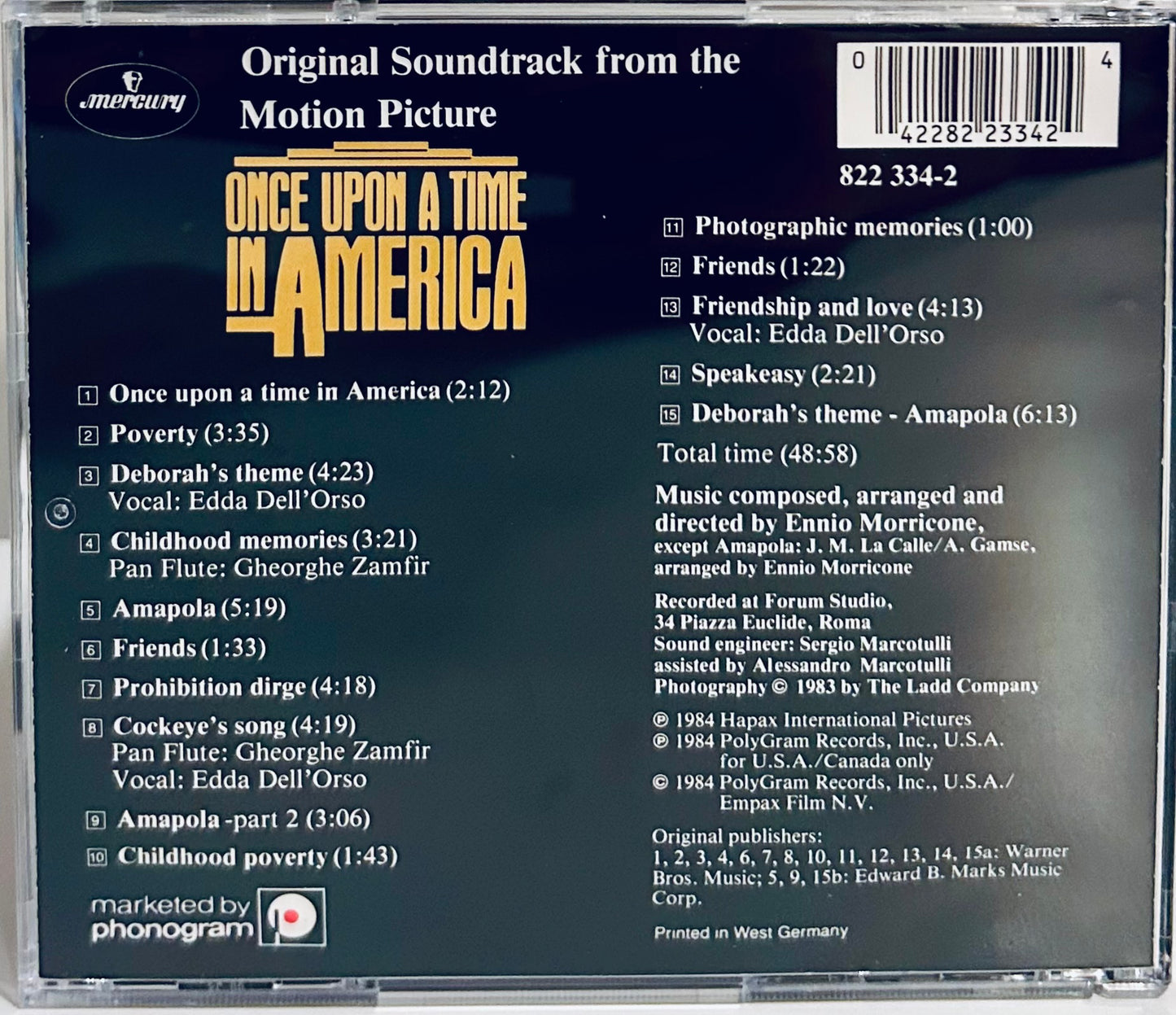 Ennio Morricone - Once Upon a Time In America - CD Soundtrack