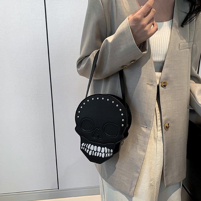 Bolso de hombro con diseño de calavera de Halloween para niñas, divertido y lindo bolso de mensajero con personalidad, bolsos cruzados creativos para mujeres