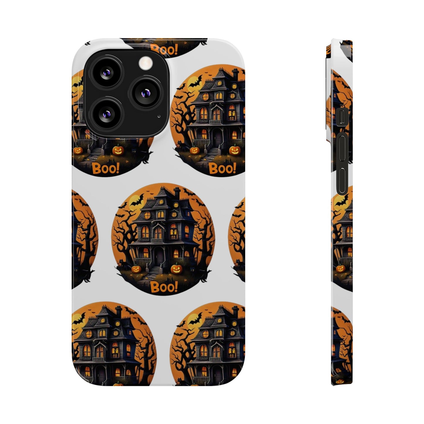 Haunted Halloween House Pattern Slim Phone Cases