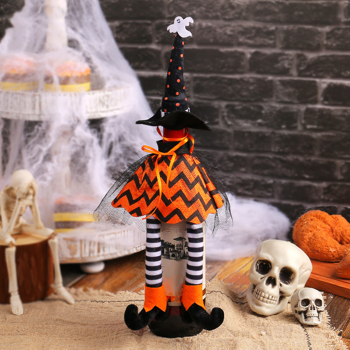 Halloween Witch Hat Long Legs Bottle Cover Ornaments