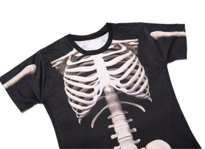 Skeleton T-shirt Skeletal bone short-sleeved personality pattern clothes 3D round neck half sleeve male horror spoof creative compassionate