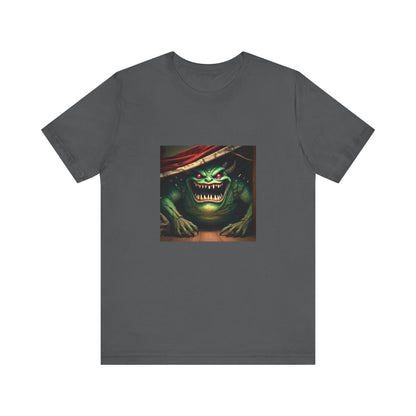 Camiseta unisex de manga corta con el monstruo ladrón de calcetines debajo de la cama