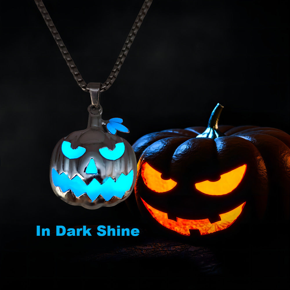 Halloween Ghost Festival Accessories Luminous Pumpkin Pendant Necklace