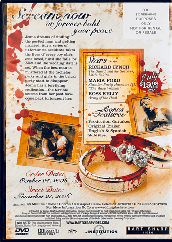 Wedding Slashers (DVD, 2006) Horror Promo Screener *MA1 image 1