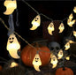 Cadena de luces de Halloween de PVC de material blando, lámpara de modelado de murciélago fantasma y calabaza