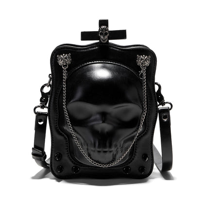 Bolso de hombro con calavera de Halloween, bolso cruzado gótico oscuro para mujer, mini bolso de mensajero cuadrado con personalidad