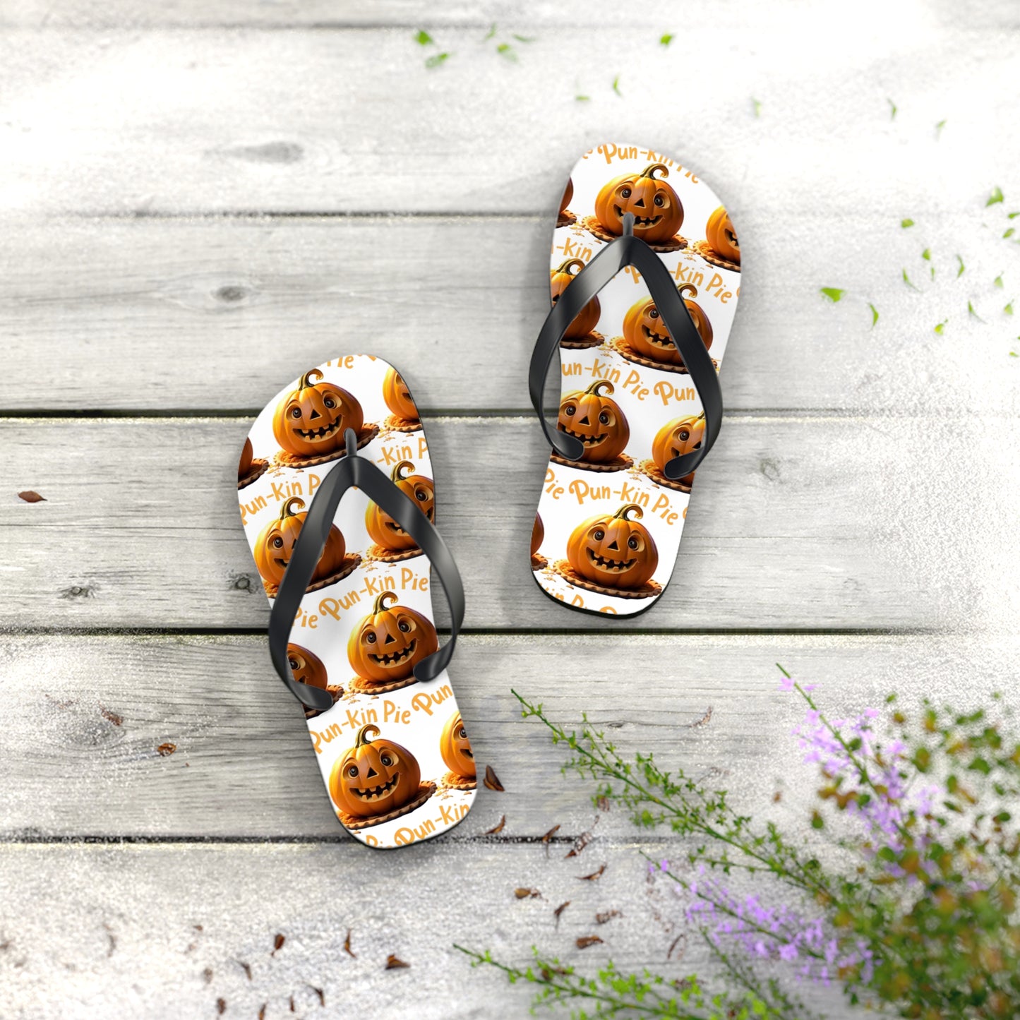 Pun-Kin Pie Design Flip Flops