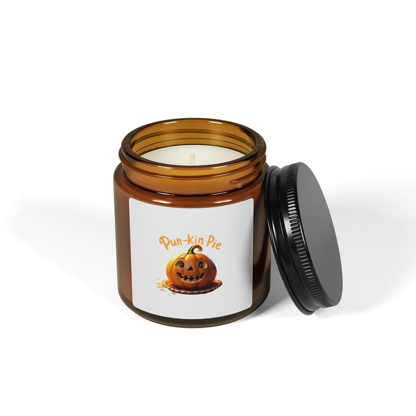 Pun-Kin Pie Design Scented Soy Candle (Multi-Size, Amber Jar)