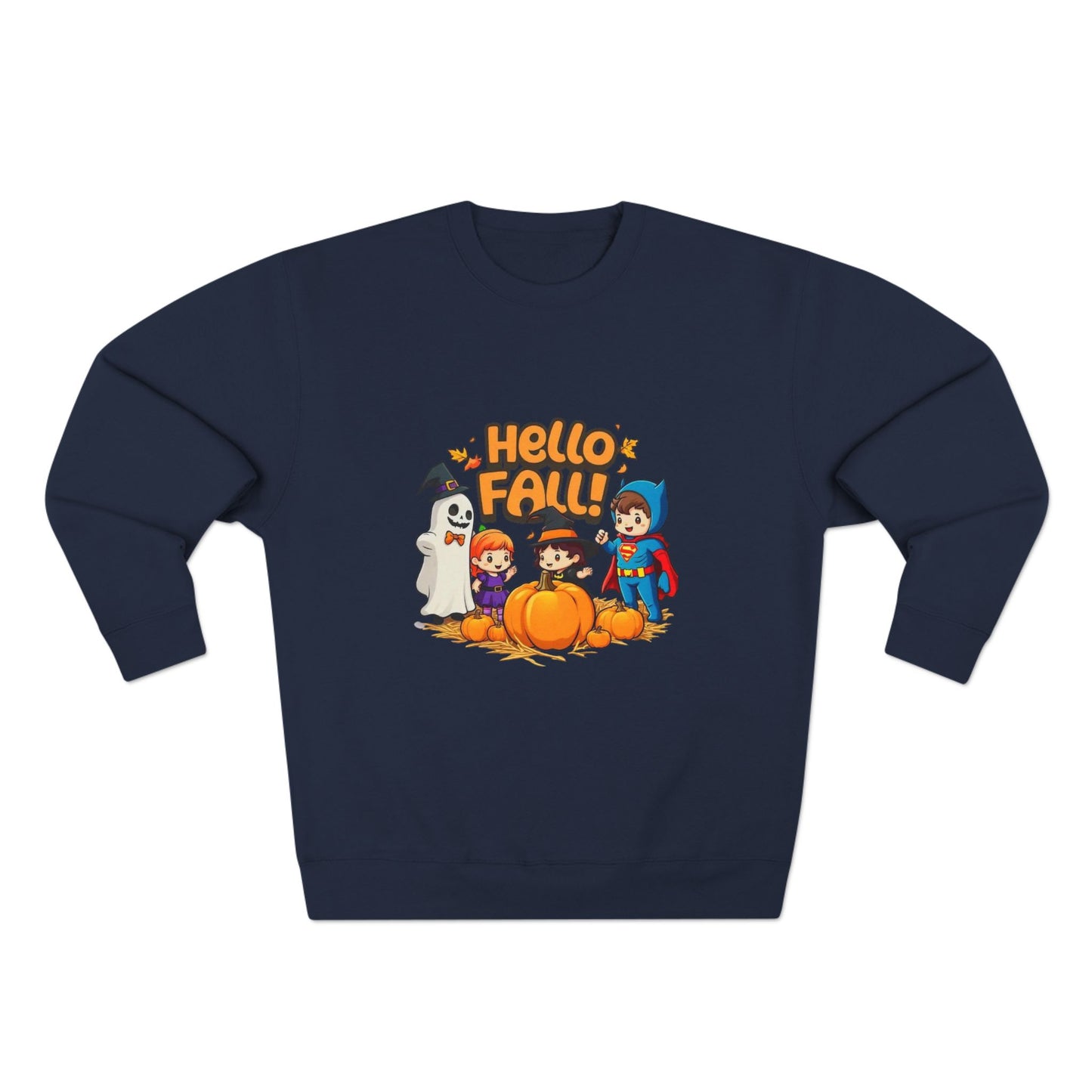 Sudadera unisex con cuello redondo y diseño de Hello Fall