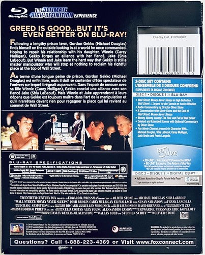Wall Street: Money Never Sleeps (Blu-ray, 2010) Drama w/ Slipcover 2-Discs*GR1 image 1