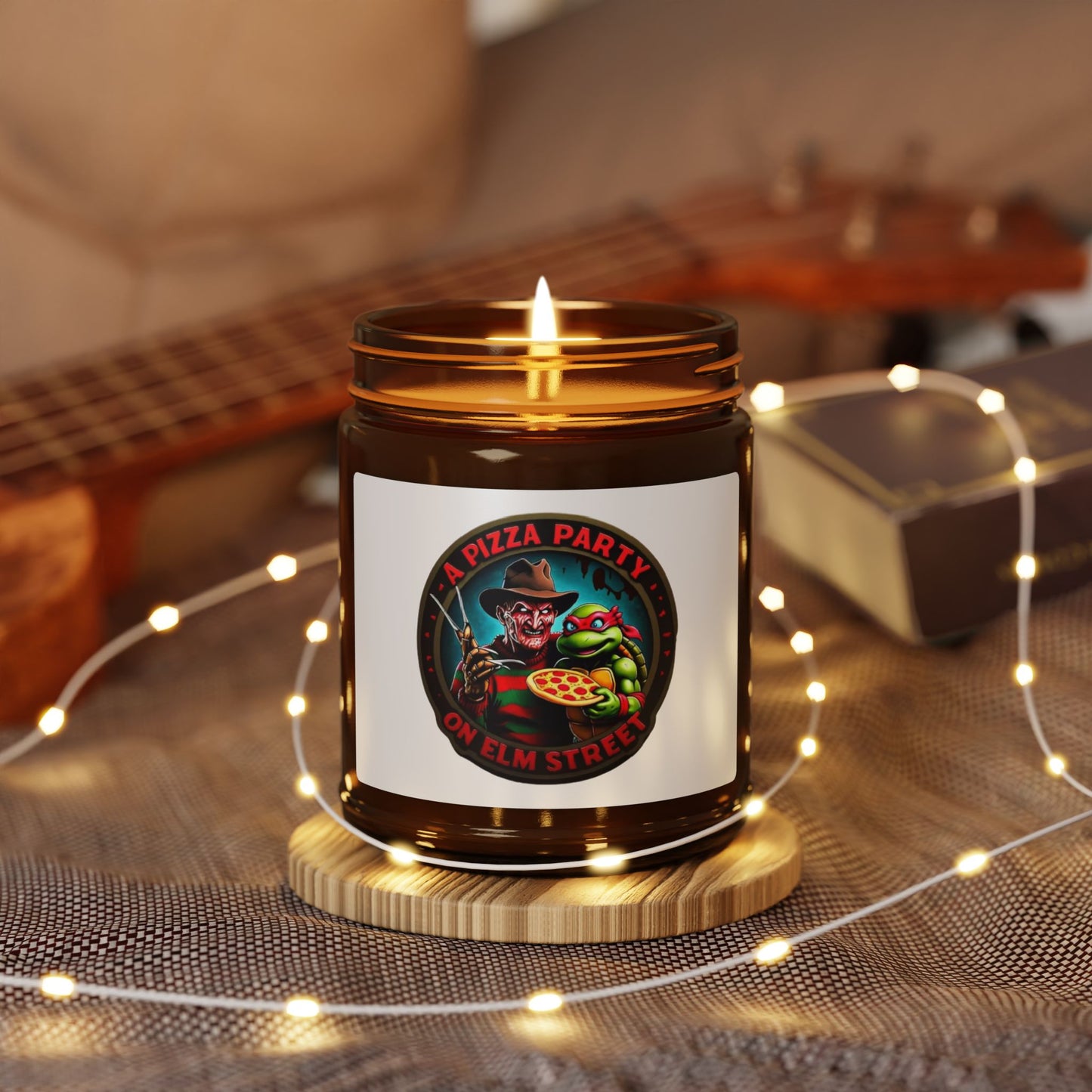 A Pizza Party on Elm Street Scented Soy Candle (Multi-Size, Amber Jar)