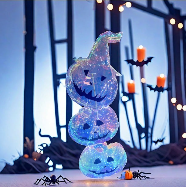 Halloween Colorful Three Pumpkin Head Party Luminous Decoration