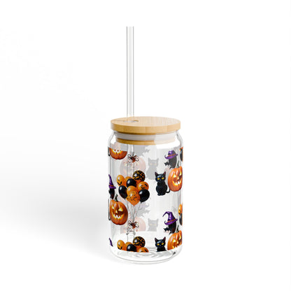 Halloween Pumpkin & Black Cat Sipper Glass - Sip in Style this Spooky Season