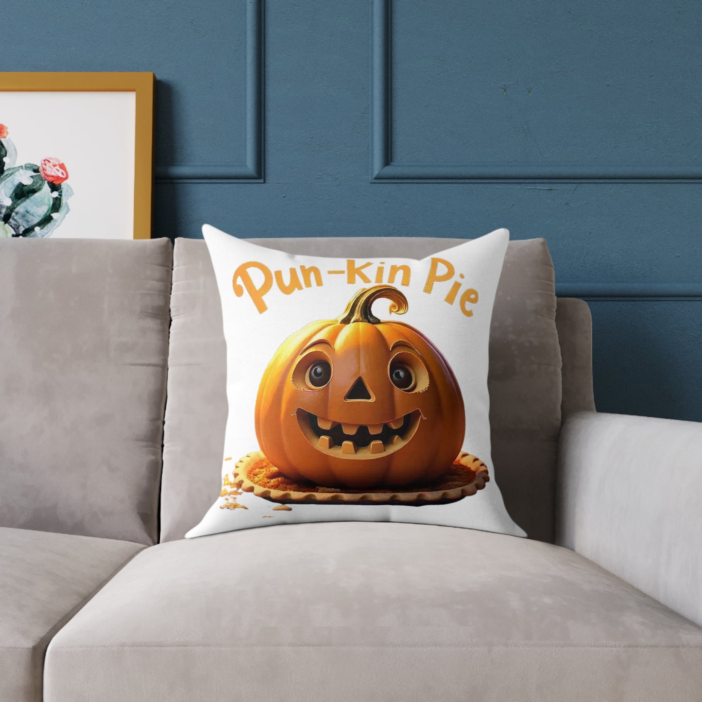 Pun-Kin Pie Design Square Poly Canvas Pillow