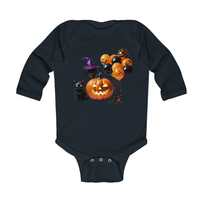 Halloween Pumpkin & Cat Infant Bodysuit - Soft, Cozy, and Adorable