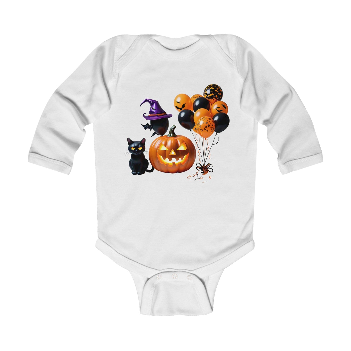 Halloween Pumpkin & Cat Infant Bodysuit - Soft, Cozy, and Adorable