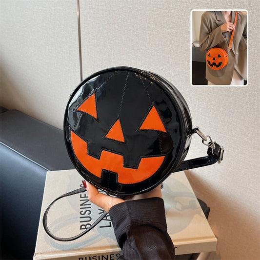 Bolso pequeño redondo con forma de calabaza de Halloween para niñas, divertido y lindo bolso de hombro, bolso bandolera creativo con personalidad para mujeres