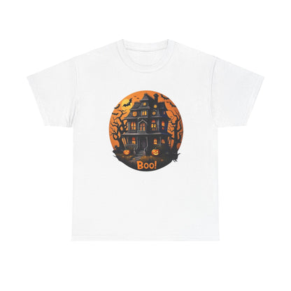 Spooky Halloween House Unisex Heavy Cotton Tee