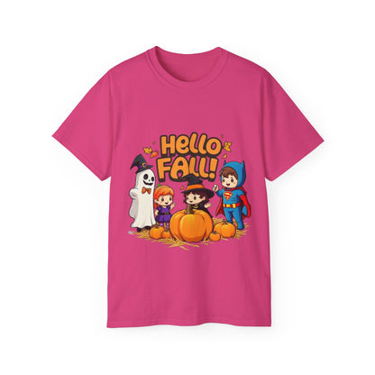 Camiseta unisex de algodón ultrafino con diseño de Hello Fall