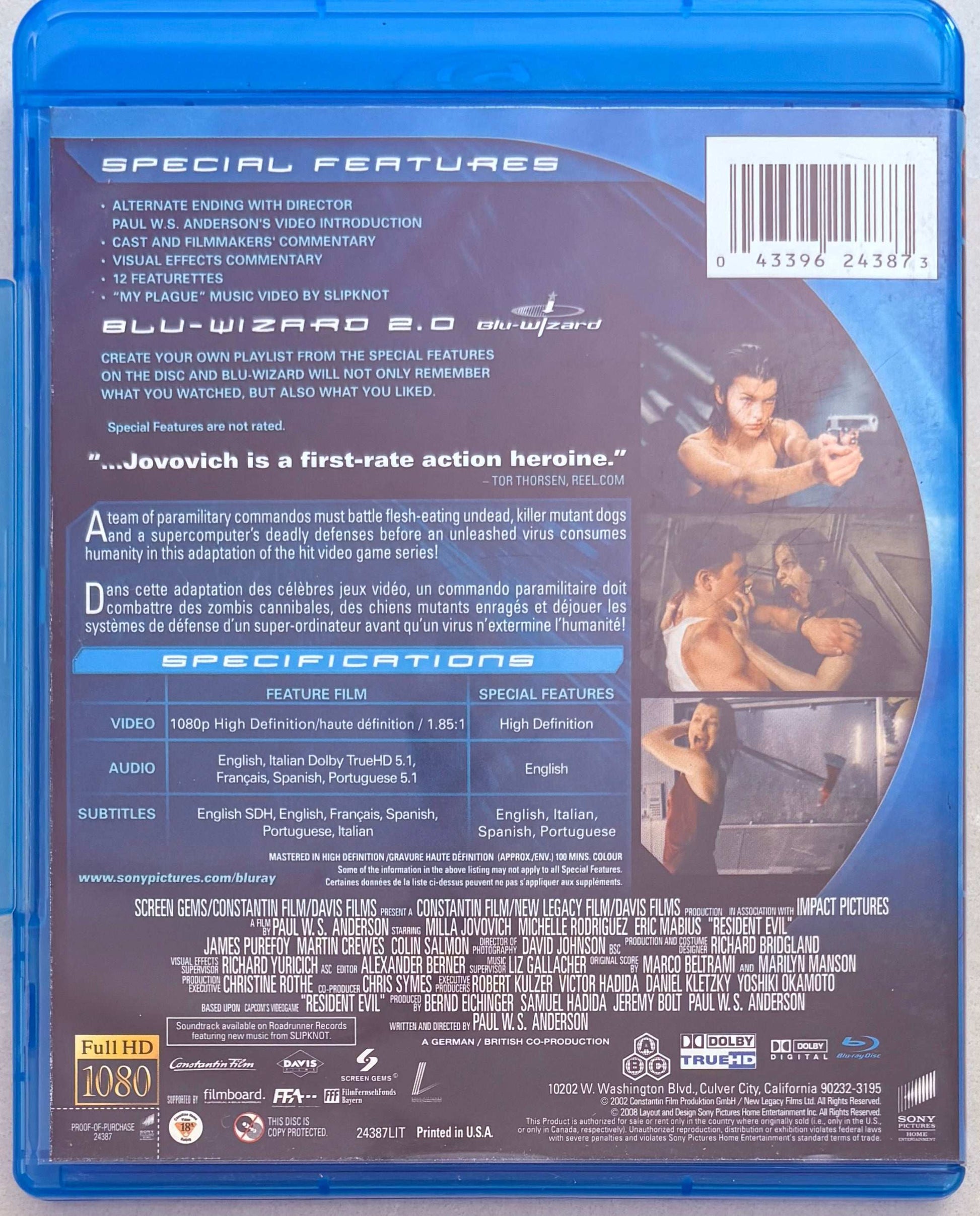 Resident Evil (Blu-ray) Horror/Action Paul W.S. Anderson Sony En/Fr/Sp/Po/It