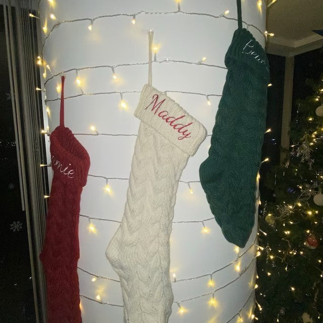 Embroidered Knitted Christmas Stockings Gift Bag