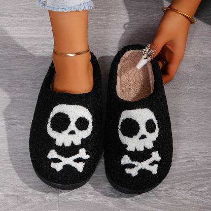 Pantuflas de algodón con calaveras para Halloween, cómodas y para estar en casa