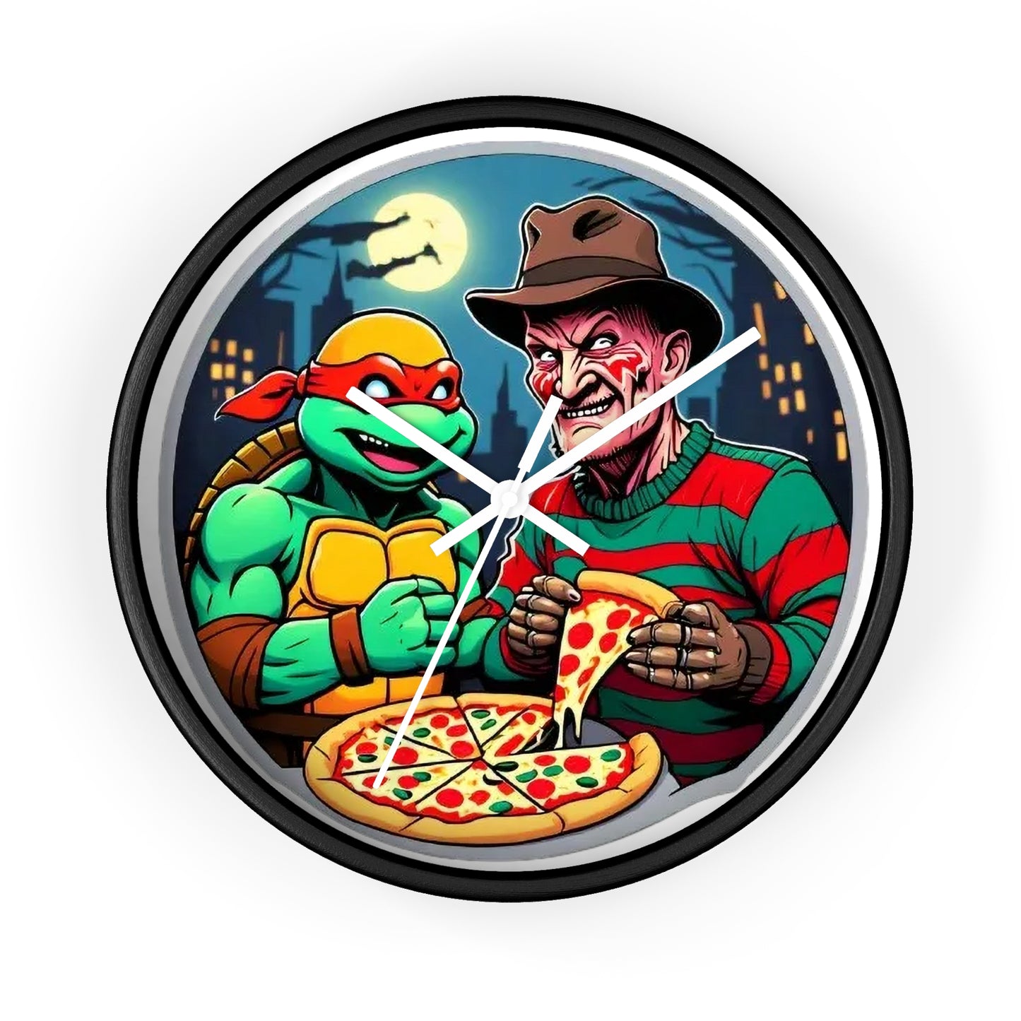 Reloj de pared con diseño de pizza en Elm Street (diseño 2)