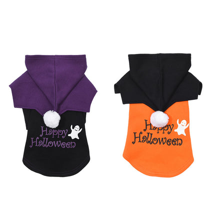 Halloween Pumpkin Funny Two-piece Sweater Shawl Dog Clothes