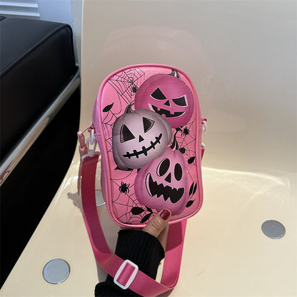 Bolso de teléfono con grafiti de Halloween para niñas, divertido bolso cruzado con estampado de murciélago fantasma y calabaza de dibujos animados para mujeres, mini bolsos de hombro creativos con personalidad