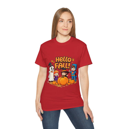 Camiseta unisex de algodón ultrafino con diseño de Hello Fall